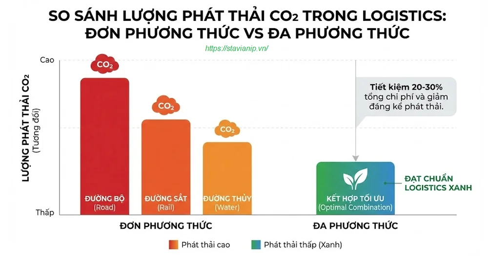 Giải Pháp Logistics Đa Phương Thức: Kết Hợp Đường Bộ, Đường Sắt Và Đường Thủy 7 So sánh hiệu quả giảm phát thải carbon trong logistics